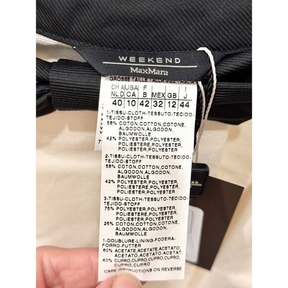 Max Mara Bow Colorblock High Rise Knee Length A-Line Skirt Cream/Black Womens 40 - Picture 3 of 3